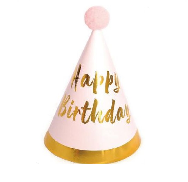 Baby Pink Birthday Party Cone Hat